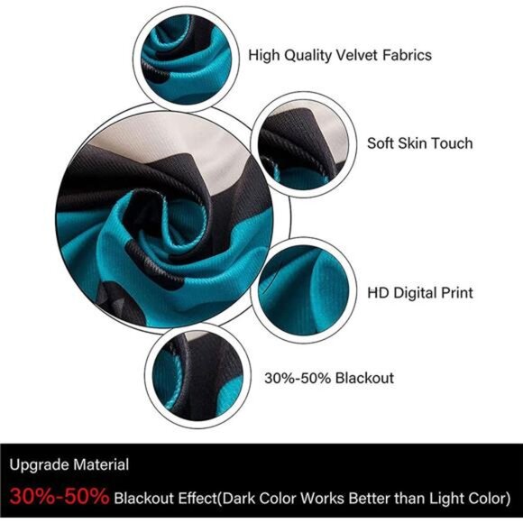 Games Curtains Black Grey Headphones Musical Notes Design Gamepad Window Curtain - Picture 6 of 7